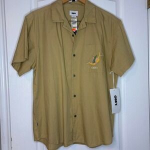 Obey green and yellow streetwear button‎ up